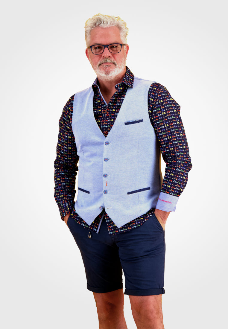 Scooter Design Long Sleeve Shirt- Navy