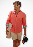 Men Basic - Long Sleeve Shirt - Coral