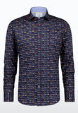 Scooter Design Long Sleeve Shirt- Navy