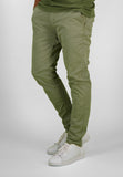 Men Chino Olive Green with Printed Design