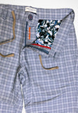 Men Bermuda Blue Linen Check Pattern