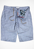 Men Bermuda Blue Linen Check Pattern