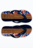 Flip Flop- Oleander and Printed Wooden Design in Navy