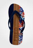 Flip Flop- Oleander and Printed Wooden Design in Navy