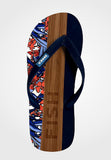 Flip Flop- Oleander and Printed Wooden Design in Navy