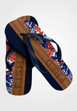 Flip Flop- Oleander and Printed Wooden Design in Navy