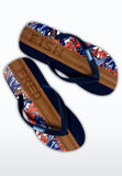 Flip Flop- Oleander and Printed Wooden Design in Navy