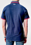 Men Navy Polo with Pink Stripes