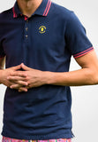 Men Navy Polo with Pink Stripes