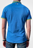 Men Blue Polo with Yellow Stripes