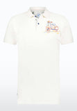 Men White Polo with Iconic Scooter Logo