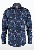 Ski Theme Long Sleeve Shirt - Navy