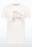 Men T-shirt with Iconic Scooter Artwork- White