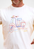 Men T-shirt with Iconic Scooter Artwork- White