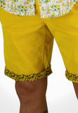 Men Bermuda with Printed Design- Yellow