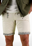 Men Bermuda with Printed Design- Off-white