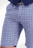 Men Bermuda Blue Linen Check Pattern