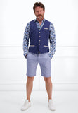 Men Bermuda Blue Linen Check Pattern