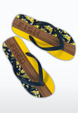 Flip Flop- Lemons and Printed Wooden Design in Yellow